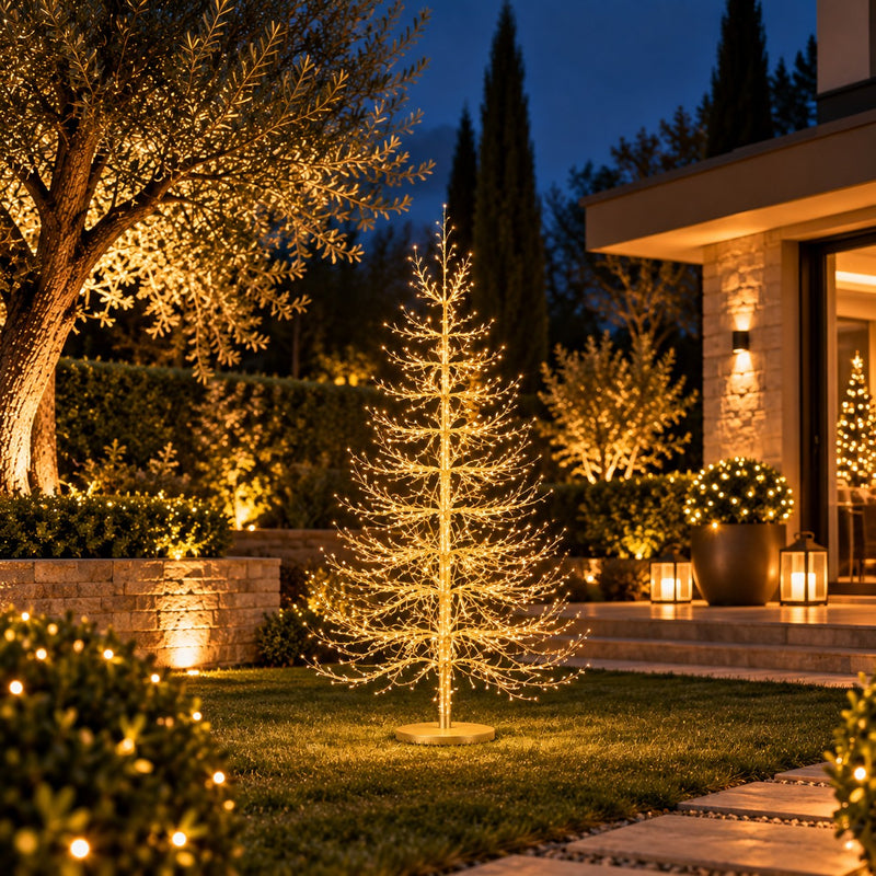 EDG Enzo De Gasperi Christmas Tree Beech Rich Gold 1940 MicroLED H180 Ø115 cm IP44 – Outdoor Illuminated Tree