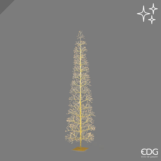 EDG Enzo De Gasperi Albero di Natale Faggio Slim 1080 LED H180 cm Oro – Albero Natalizio Luminoso