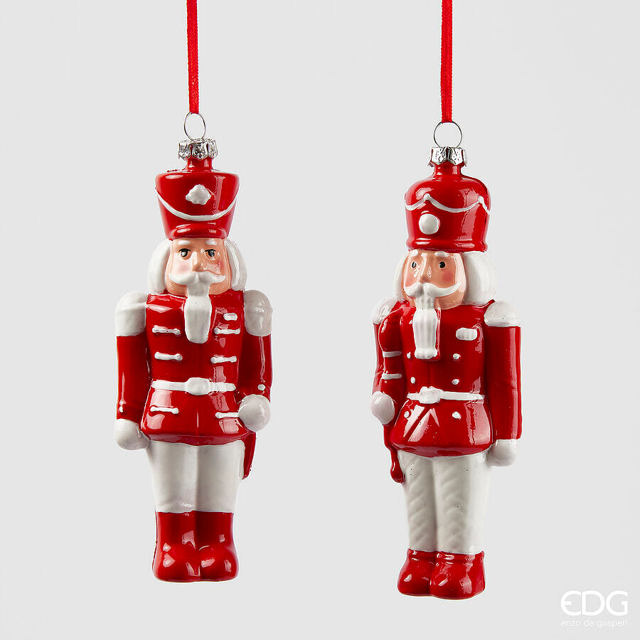 EDG Enzo De Gasperi Christmas Decoration Soldier H 15 Cm L 4 Cm L 5.5 Cm White Red 1 Pc