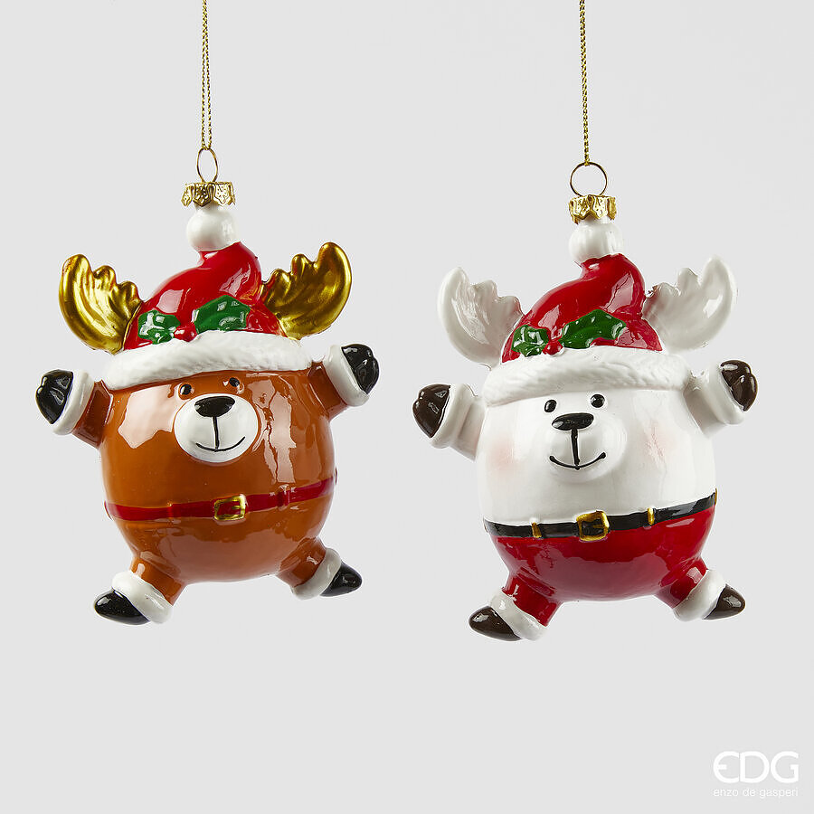 EDG Enzo De Gasperi Reindeer Christmas Decoration D 11.5 Cm Multicolor 1 Pc