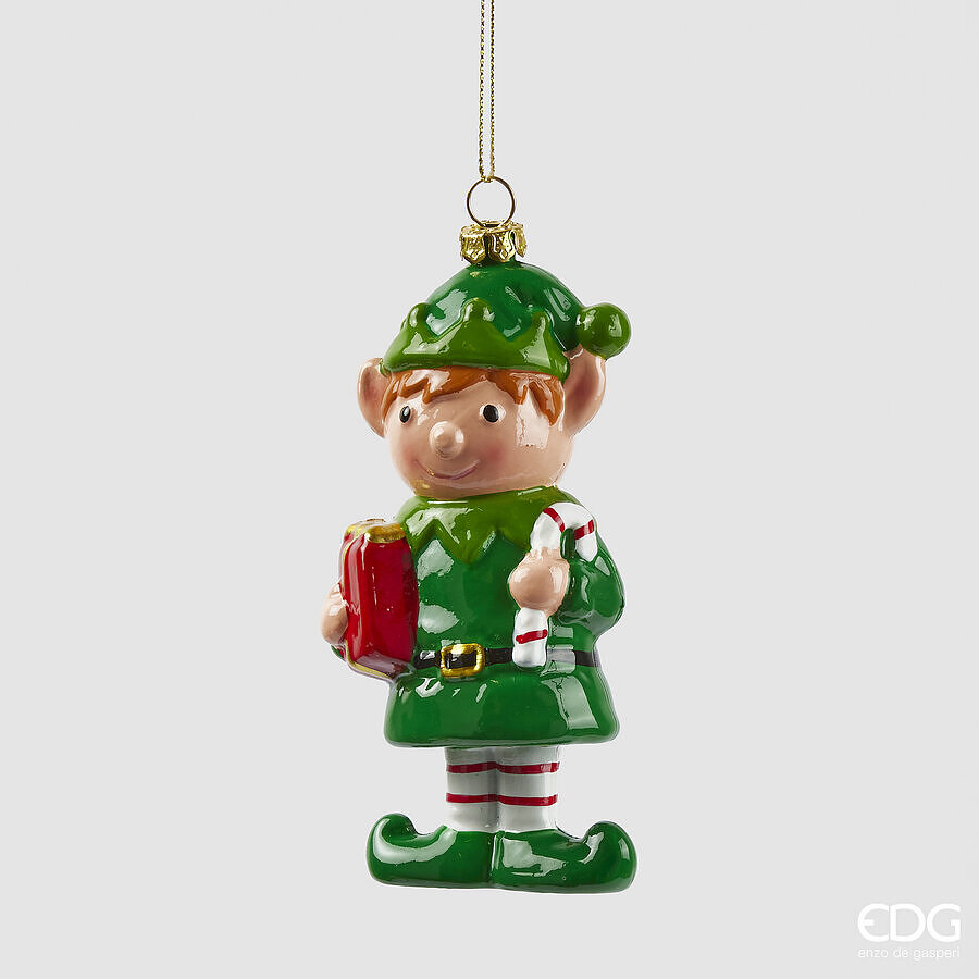 EDG Enzo De Gasperi Christmas Decoration Elf H 12.5 Cm L 4 Cm L 6 Cm Cm Green Mix