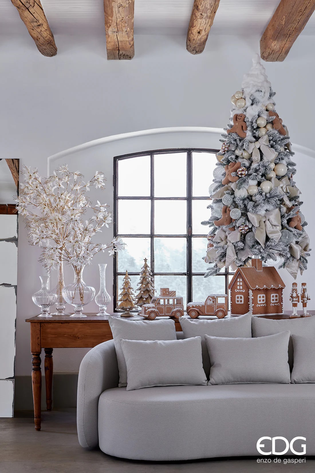 EDG Enzo De Gasperi Christmas Tree Base Pine Marzipan House H 55 Cm 40 x 27 Cm Hazelnut