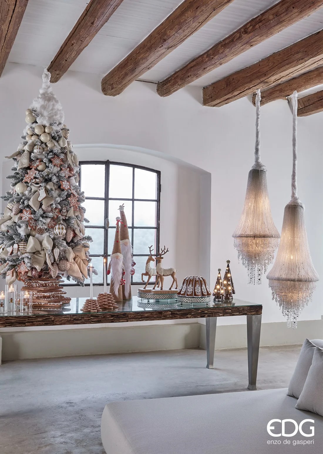 EDG Enzo De Gasperi Christmas Tree Base Pine Biscuit Marzipan H 40 Cm D 44 Cm Hazelnut