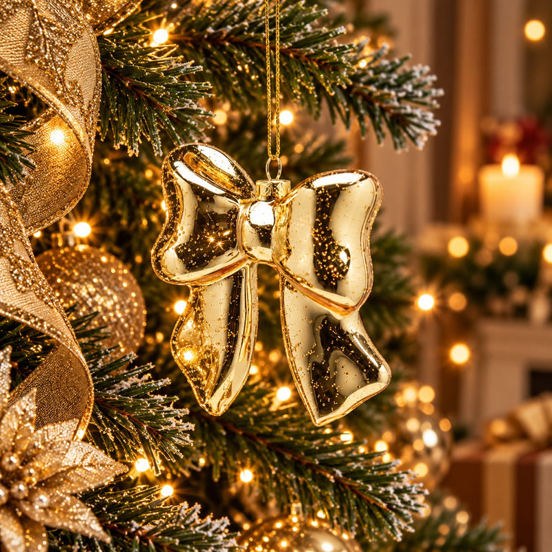 EDG Enzo De Gasperi Bow Decoration Gold H9.5 cm – Christmas Tree Decoration