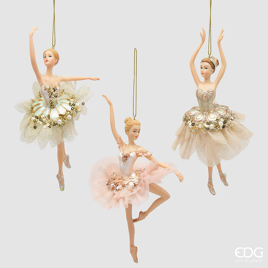 EDG Enzo De Gasperi Ballerina Ornament Pink Mix H17 cm – 1 Piece Assorted Christmas Decoration