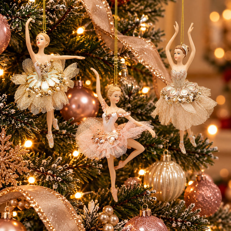 EDG Enzo De Gasperi Ballerina Ornament Pink Mix H17 cm – 1 Piece Assorted Christmas Decoration