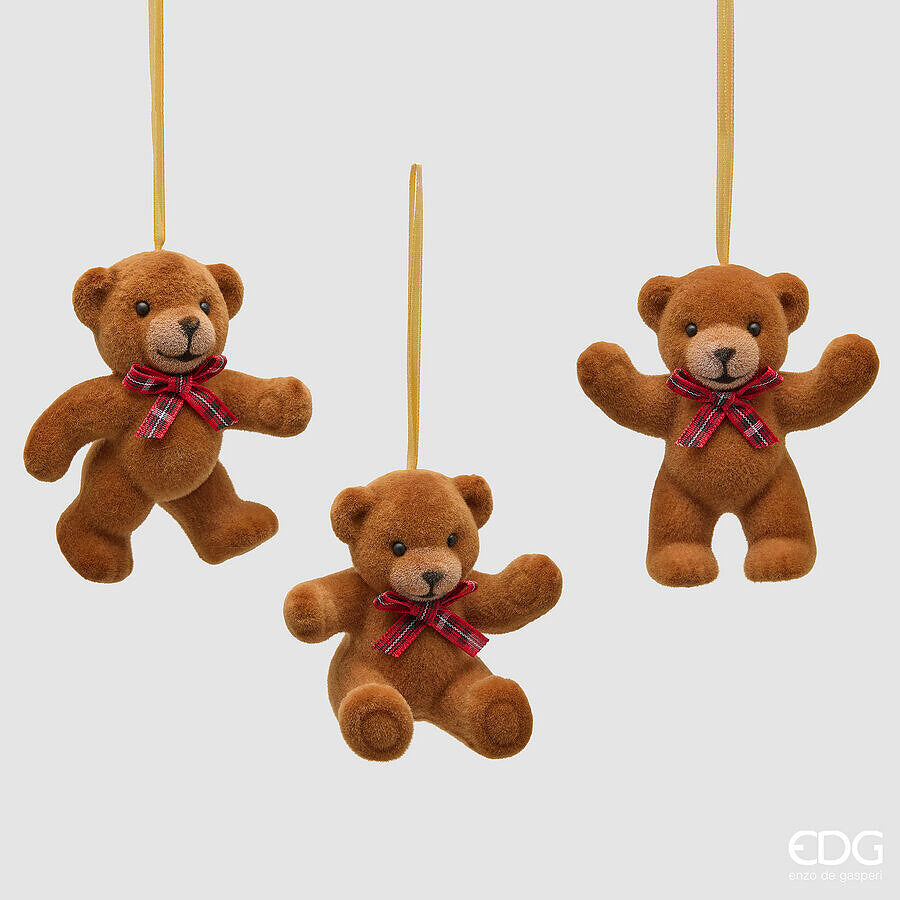 EDG Enzo De Gasperi Bear Decoration Brown H9.5 cm – 1 Assorted Piece Christmas Decoration