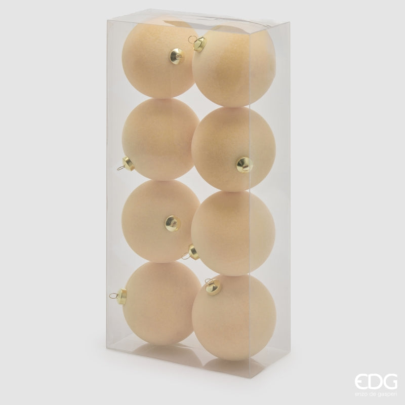 EDG Enzo De Gasperi Cream Velvet Christmas Baubles Ø8 cm – Set of 8 Pcs