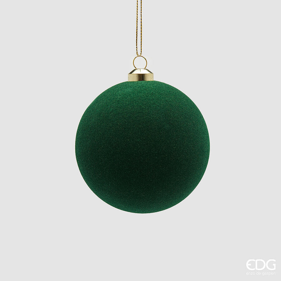 EDG Enzo De Gasperi Christmas Baubles in Dark Green Velvet Ø8 cm – Set of 8 Pcs