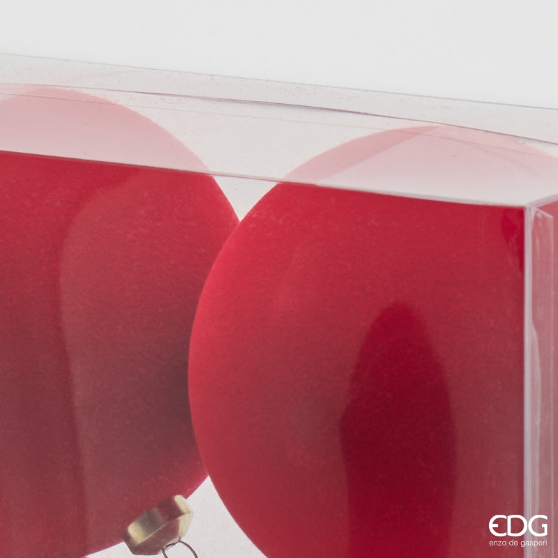 EDG Enzo De Gasperi Red Velvet Christmas Baubles Ø10 cm – Set of 6 Pcs