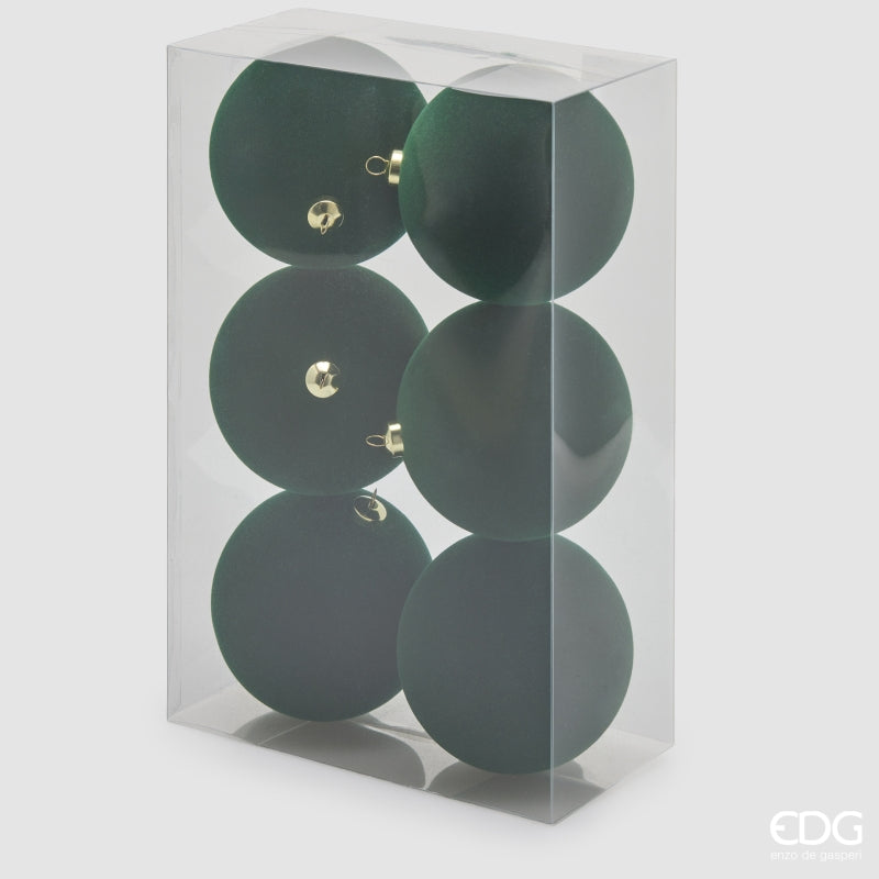 EDG Enzo De Gasperi Dark Green Velvet Christmas Baubles Ø10 cm – Set of 6 Pcs