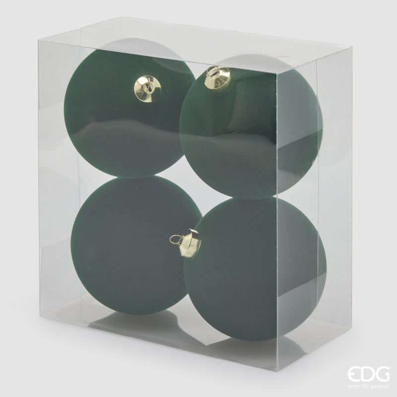 EDG Enzo De Gasperi Velvet Christmas Balls Dark Green Ø12 cm – Set of 4 Pcs
