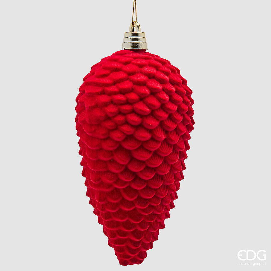 EDG Enzo De Gasperi Red Velvet Pine Cone H25 cm – Christmas Decoration