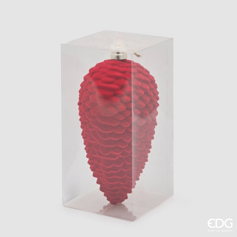 EDG Enzo De Gasperi Red Velvet Pine Cone H25 cm – Christmas Decoration