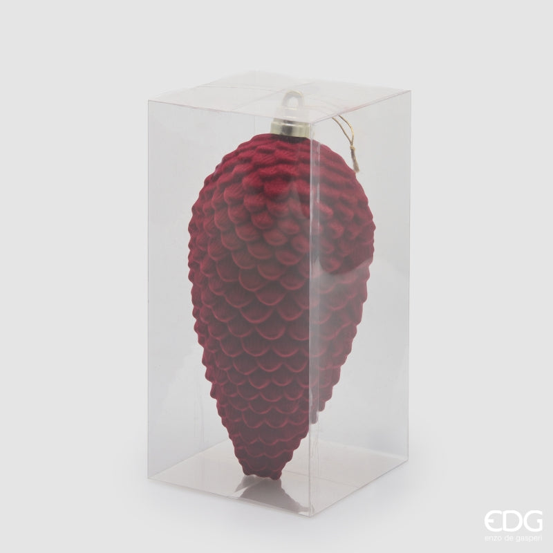 EDG Enzo De Gasperi Velvet Pine Cone Burgundy H25 cm – Christmas Ornament