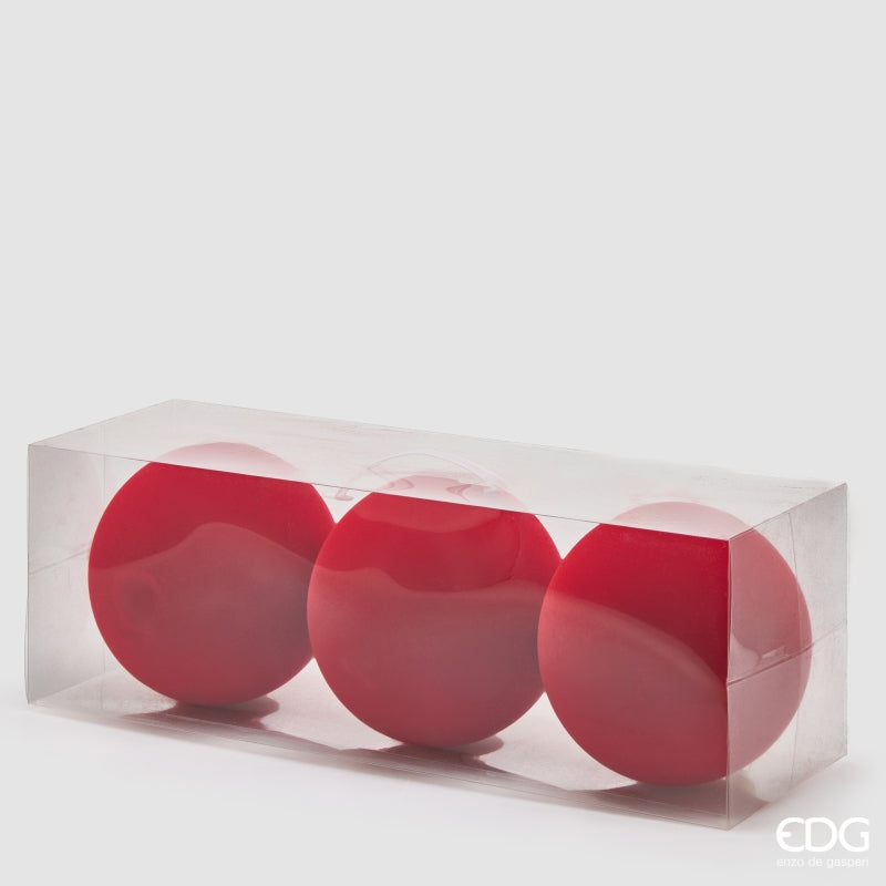 EDG Enzo De Gasperi Red Velvet Christmas Baubles Ø20 cm – Set of 3 Pcs