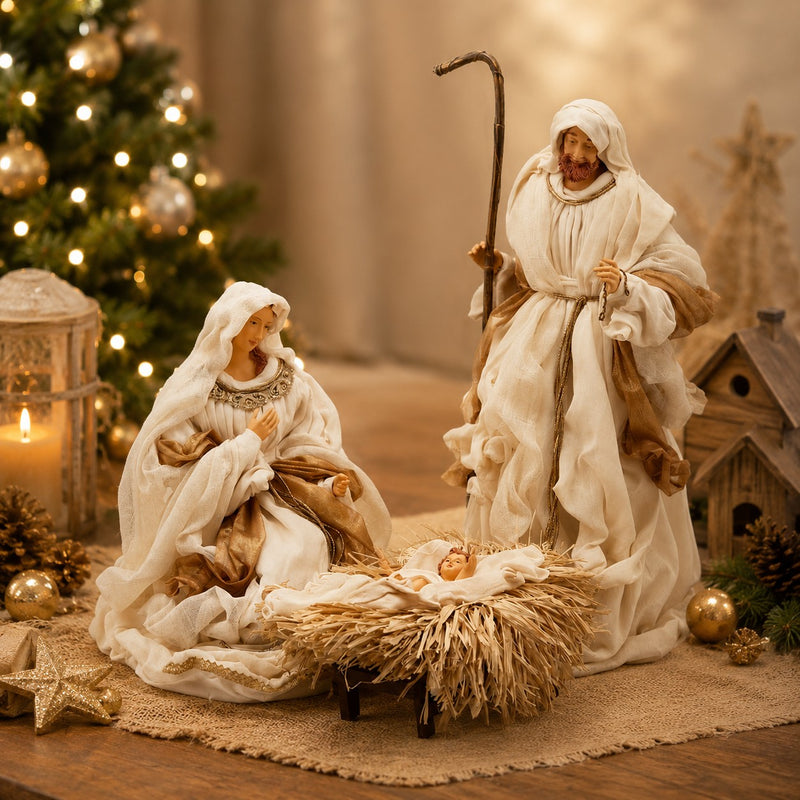 EDG Enzo De Gasperi Nativity Christmas King H 70 Cm 3 Characters White Ivory