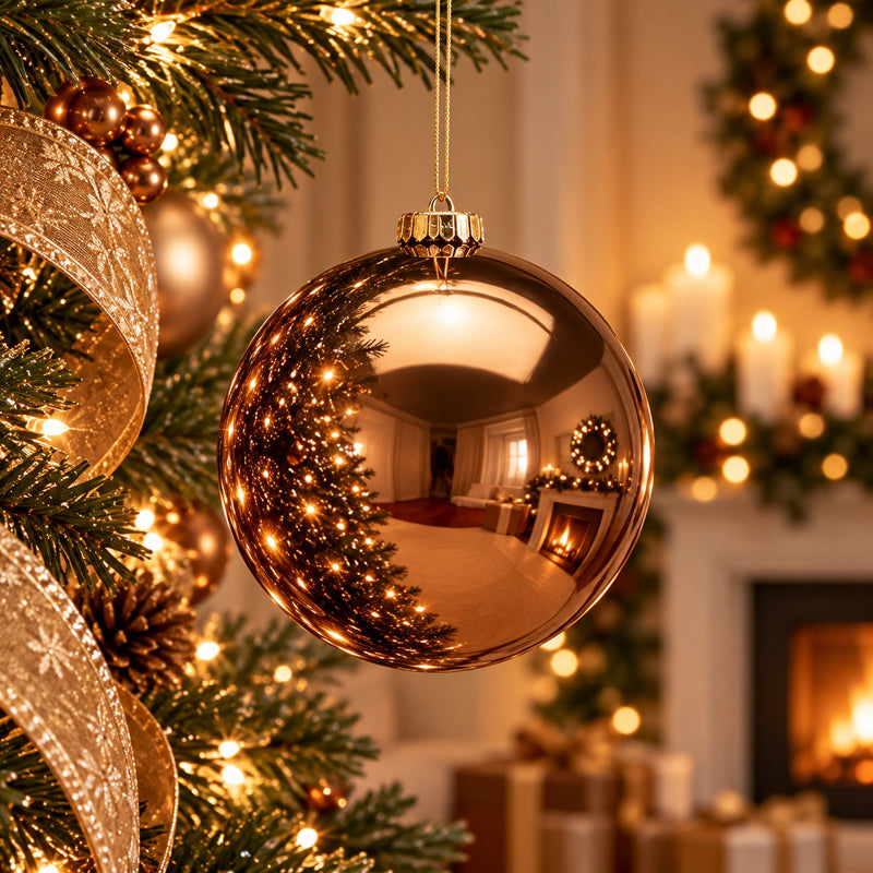 EDG Enzo De Gasperi Shiny Brown Christmas Bauble Ø15 cm – Christmas Decoration