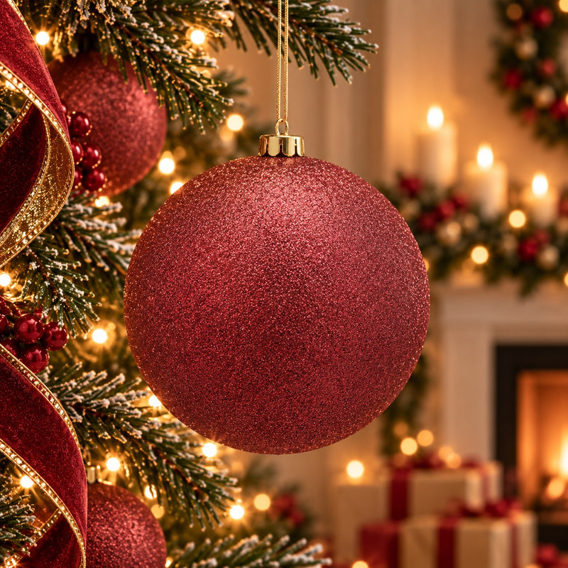 EDG Enzo De Gasperi Christmas Bauble Glitter Burgundy Ø20 cm – Christmas Decoration