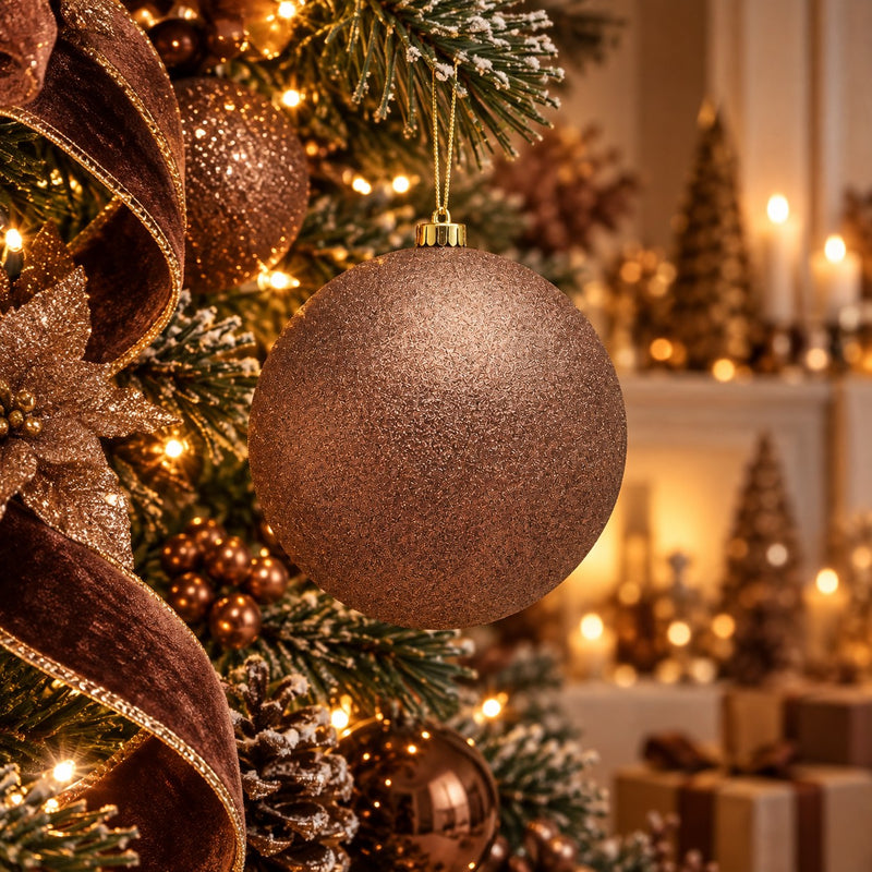 EDG Enzo De Gasperi Glitter Christmas Bauble Brown Ø20 cm – Christmas Decoration
