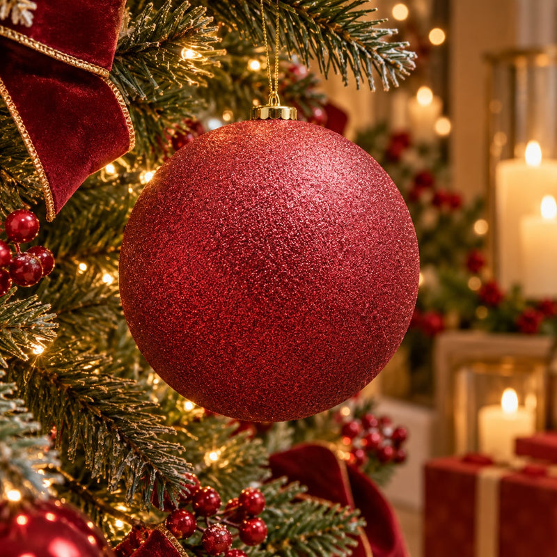 EDG Enzo De Gasperi Burgundy Glitter Christmas Bauble Ø25 cm – Christmas Decoration