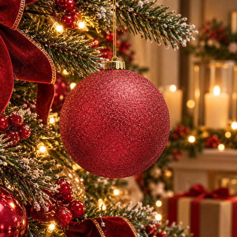 EDG Enzo De Gasperi Christmas Bauble Glitter Burgundy Ø15 cm – Christmas Decoration