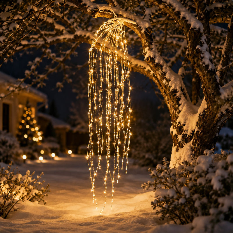 EDG Enzo De Gasperi LED Christmas Waterfall Lights, 40 Strings, 1120 Lights, 240cm Length, 10m Ivory Cable