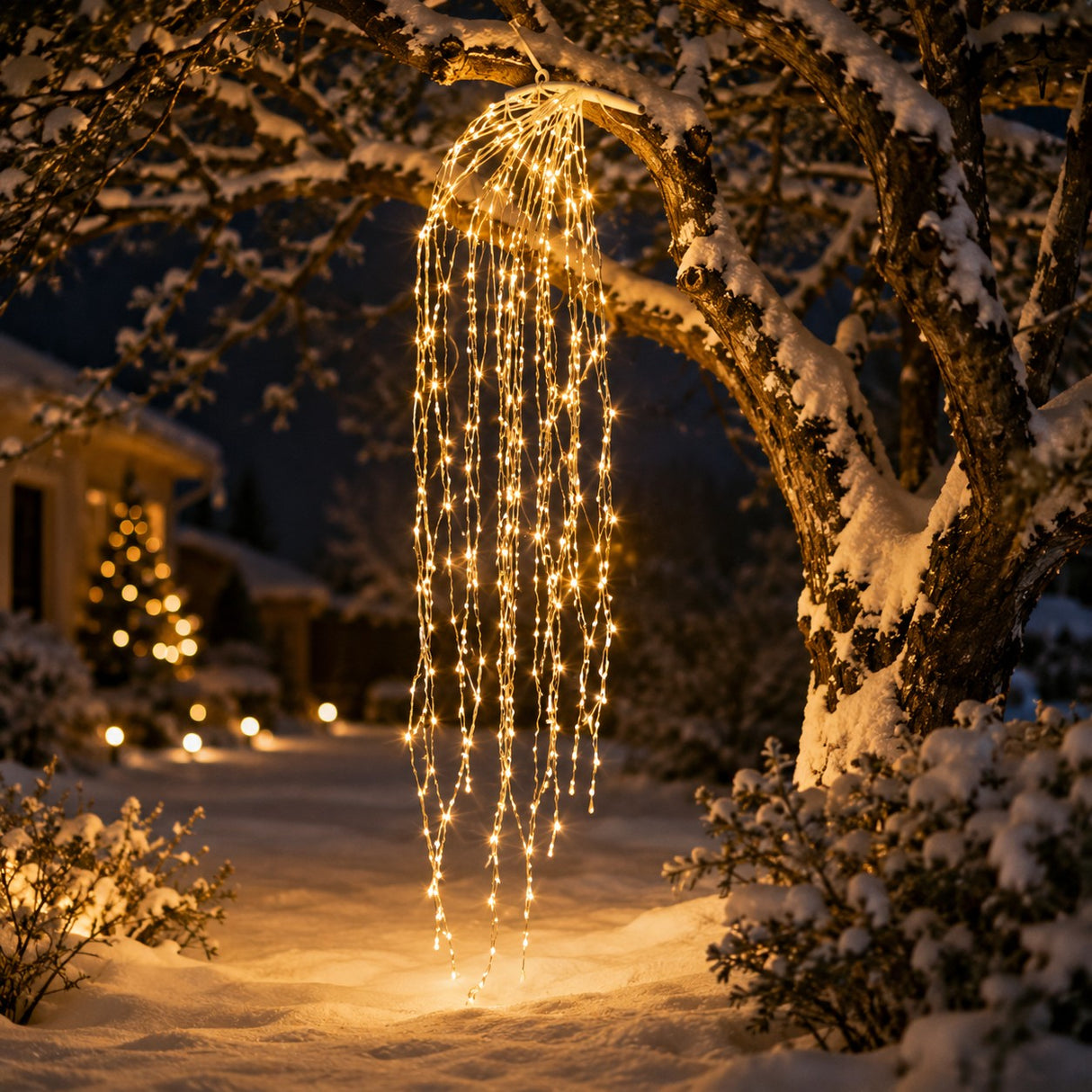 EDG Enzo De Gasperi LED Christmas Waterfall Lights, 40 Strings, 1120 Lights, 240cm Length, 10m Ivory Cable