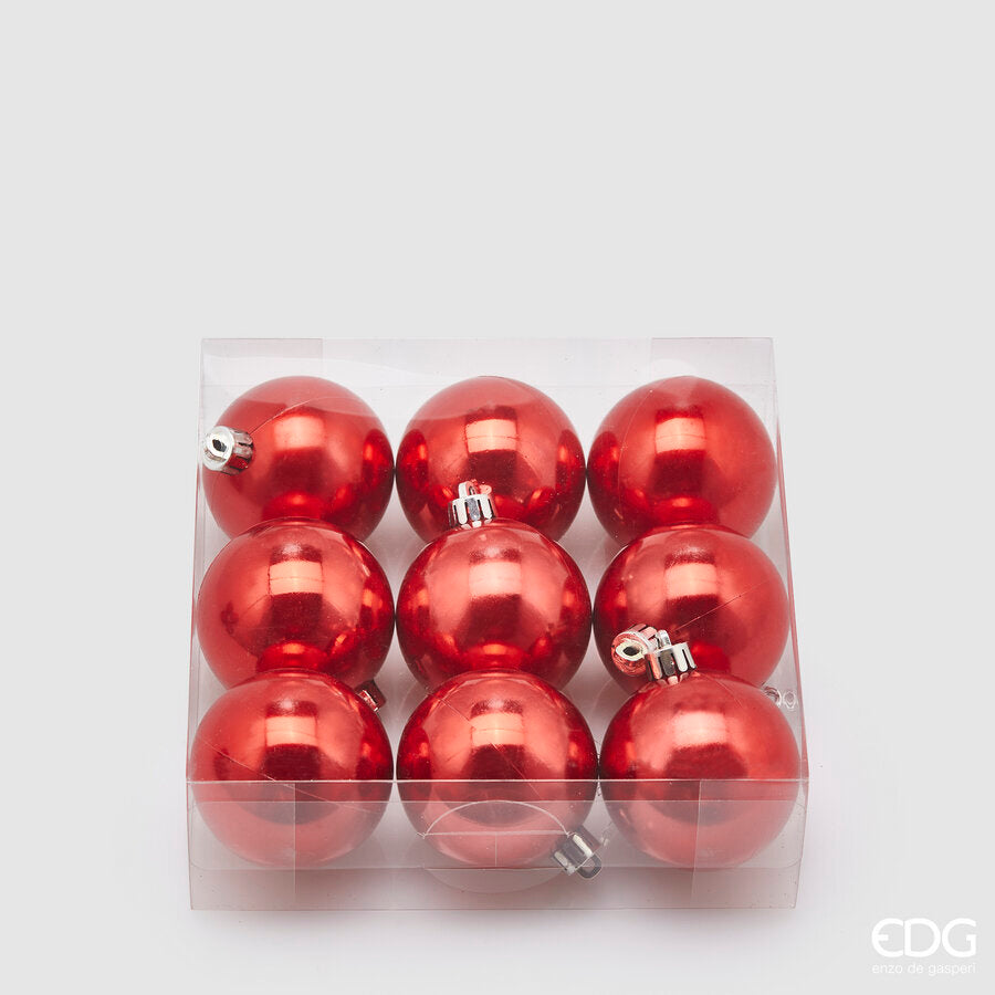 EDG Enzo De Gasperi Red Pearl Christmas Baubles Ø6 cm – Set of 9 Pcs