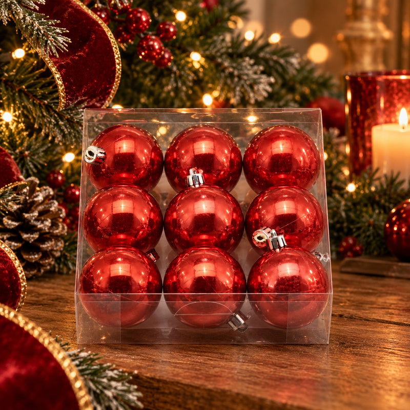 EDG Enzo De Gasperi Red Pearl Christmas Baubles Ø6 cm – Set of 9 Pcs