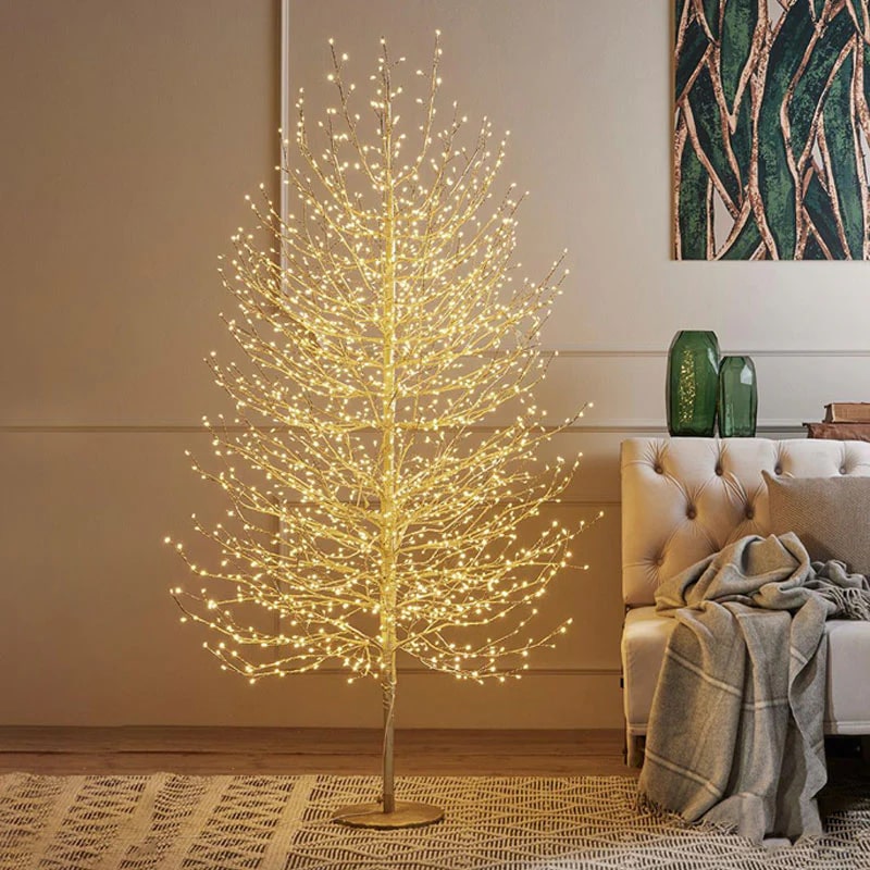 EDG Enzo De Gasperi Christmas Beech with Base 2,000 LEDs H 180 Cm D 90 Cm Gold