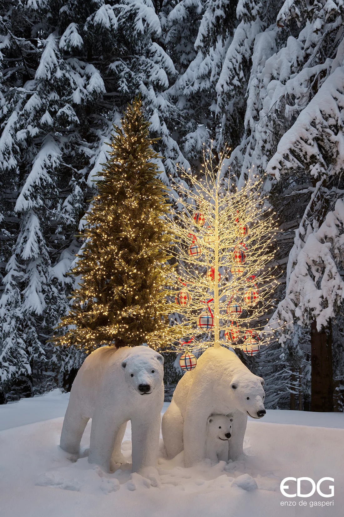 EDG Enzo De Gasperi Christmas Beech with Base 2,700 Led H 210 Cm D 100 Cm Gold