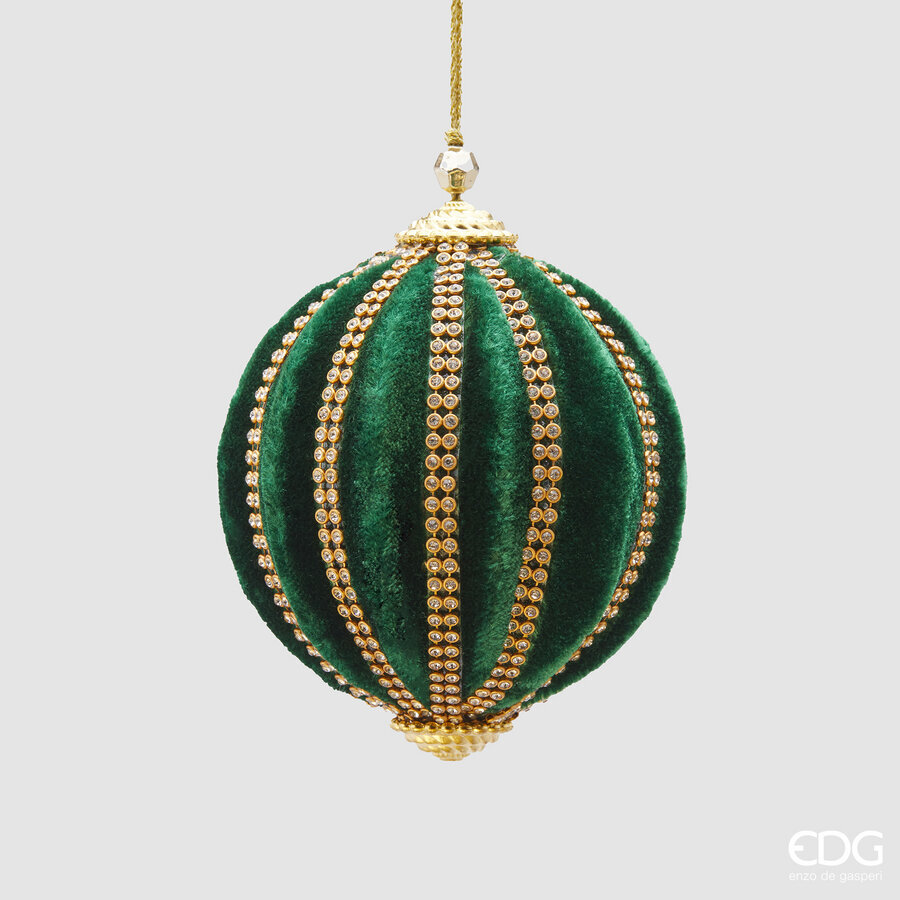 EDG Enzo De Gasperi Christmas Ball Velvet Wedges D 10 Cm Green 1 Pc