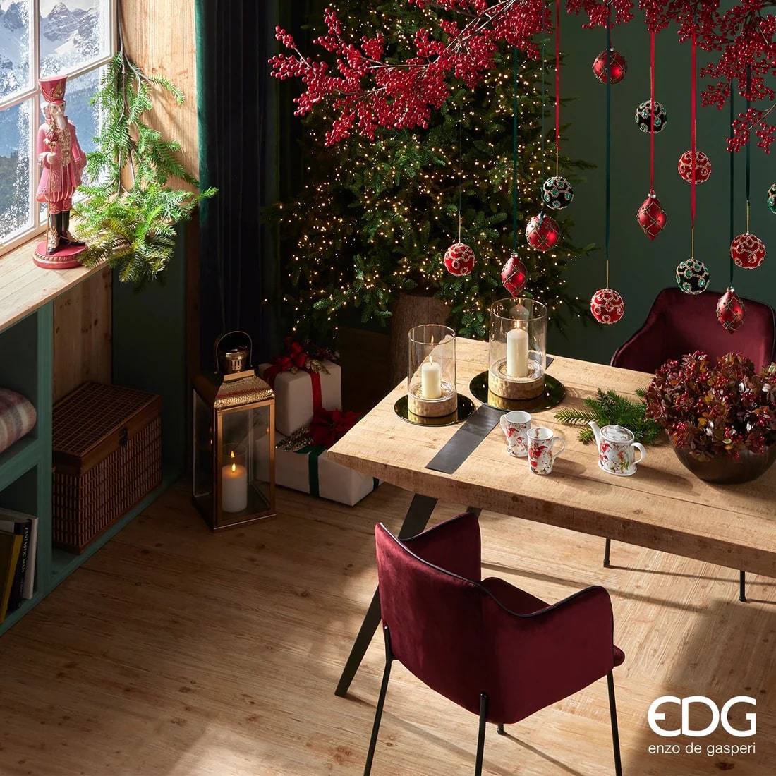 EDG Enzo De Gasperi Christmas Ball Gems Velvet D 10 Cm Ivory 1 Pc