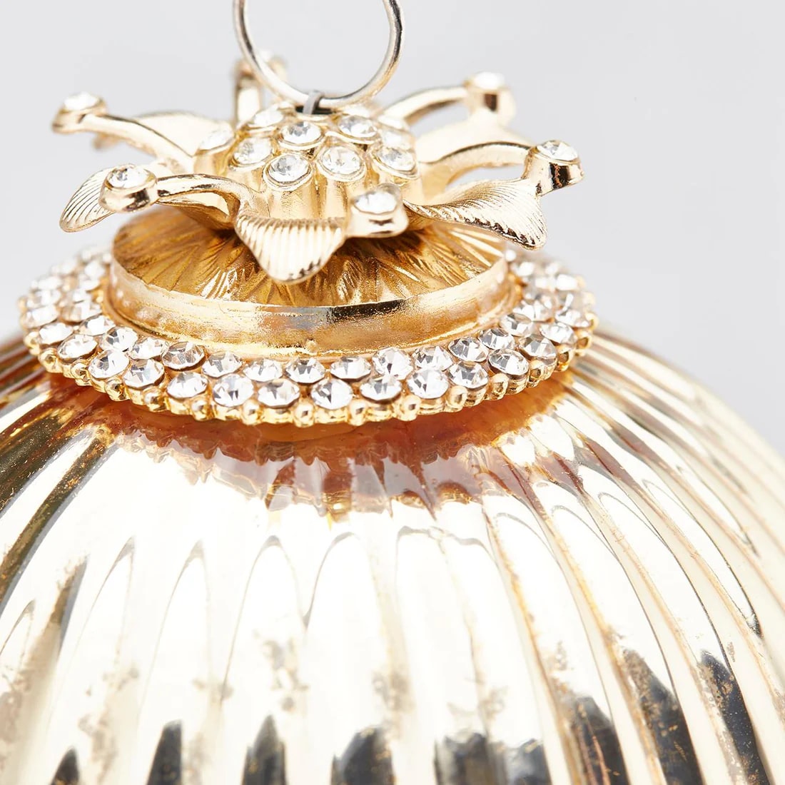 EDG Enzo De Gasperi Christmas Ball Glass Jewel Stripes D 10 Cm Gold 1 Pc