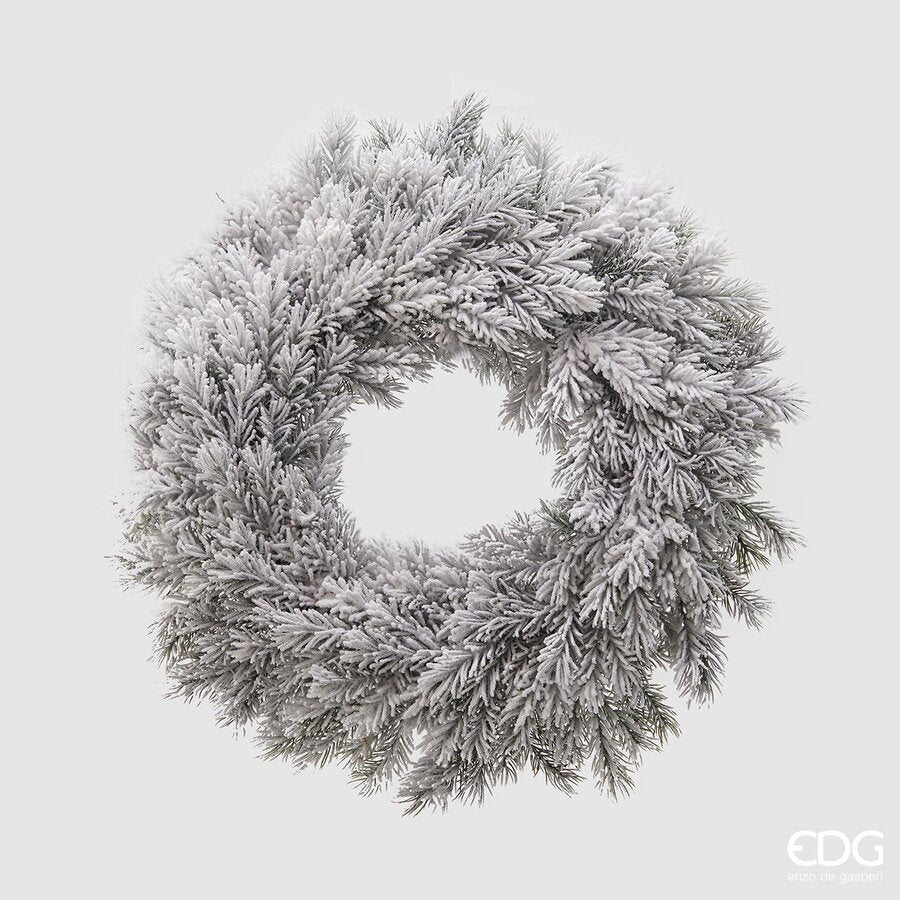 EDG Enzo De Gasperi Snowy Pine West Wreath Artificial White Green Ø56 cm – Christmas Decoration