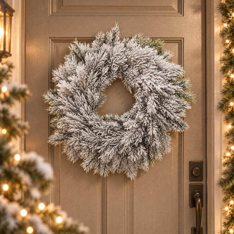 EDG Enzo De Gasperi Corona Pino West Innevata Ø46 cm Bianco Verde – Decorazione Natalizia