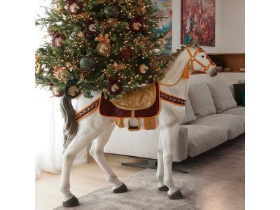 EDG Enzo De Gasperi Christmas Tree Base Horse for Pine H 142 Cm 138 x 38 Cm White Dark Green