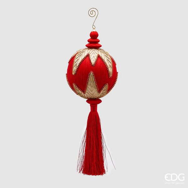 EDG Enzo De Gasperi Christmas Decoration Tassel Embroidery H 36 Cm D 12 Cm Red Gold