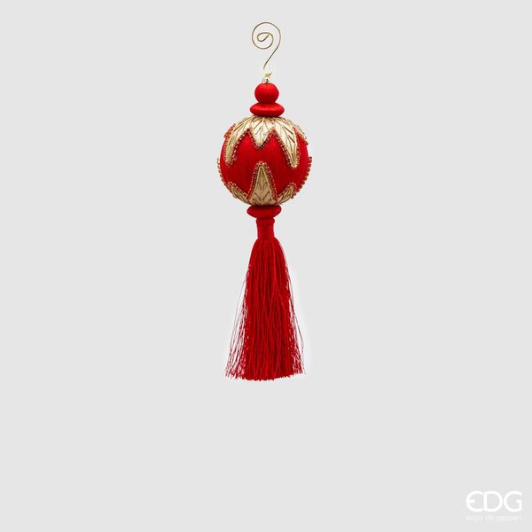 EDG Enzo De Gasperi Christmas Decoration Tassel Embroidery H 28 Cm D 8 Cm Red Gold