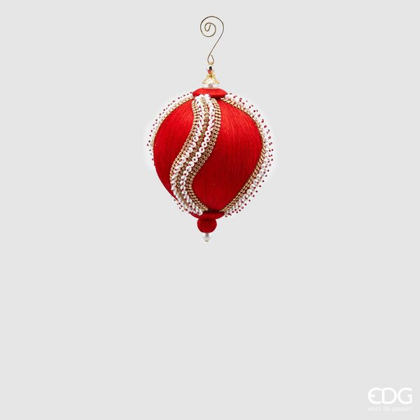 EDG Enzo De Gasperi Silk Christmas Ball Pearls D 12 Cm Red
