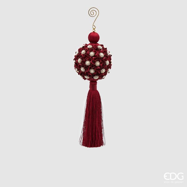 EDG Enzo De Gasperi Christmas Decoration Nappa Flowery H 28 Cm D 8 Cm Burgundy