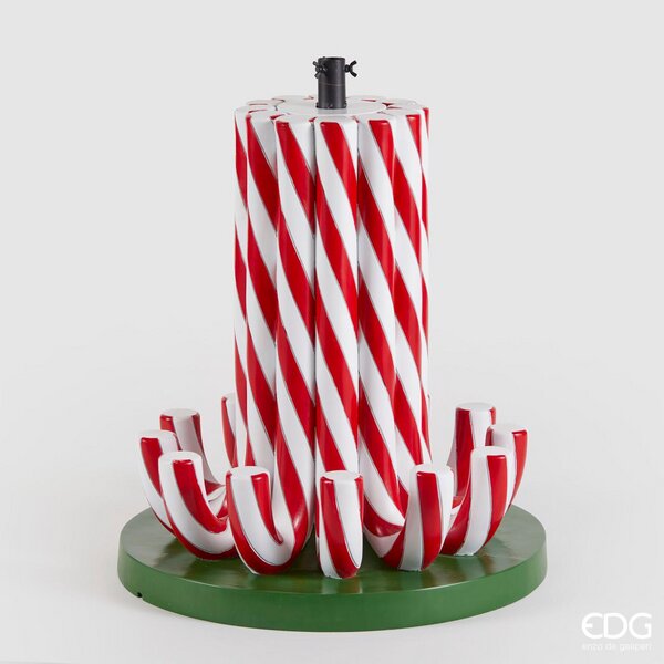 EDG Enzo De Gasperi Christmas Tree Base Pine Candycane H 65 Cm D 60 Cm Green Red