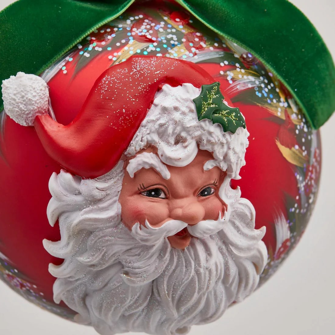 EDG Enzo De Gasperi Glass Christmas Ball Santa Neck D 12 Cm Green Red