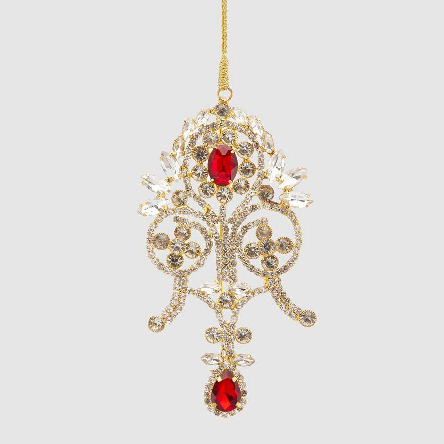 EDG Enzo De Gasperi Christmas Decorations Damask Glass Gems H 13 Cm Red 1 Pc