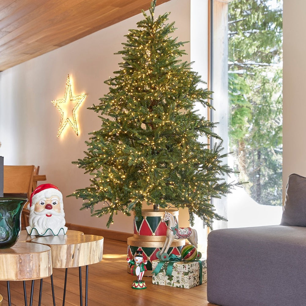 EDG Enzo De Gasperi Christmas Tree Stand, Drum-shaped for Pine Tree, H 49 cm D 45 cm 19 kg Green Red