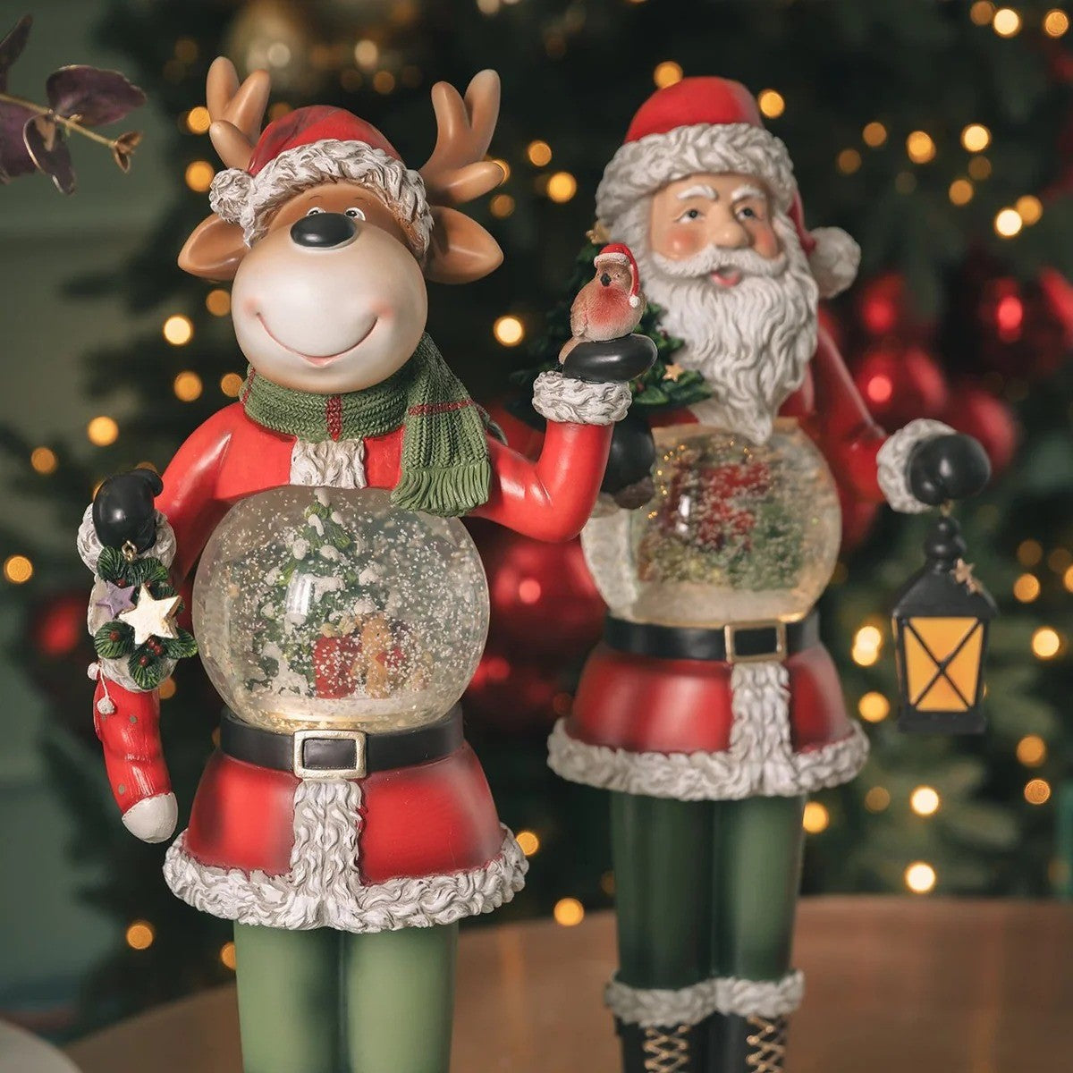 EDG Enzo De Gasperi Sferacqua Christmas Reindeer with LED H 50 Cm D 13 Cm Green Red