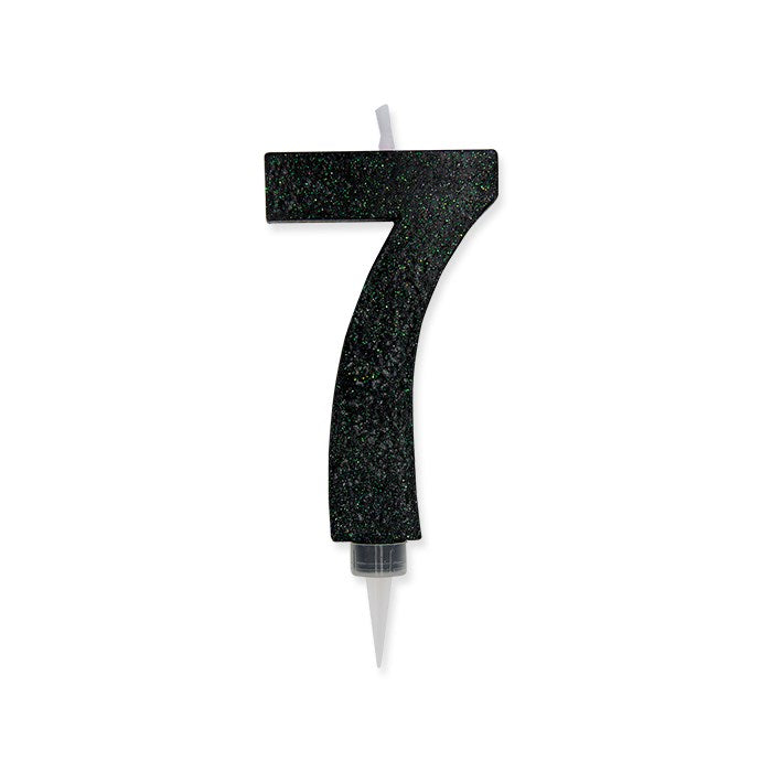 Big Party Candle Number 7 Max Wax Sweety Black Glitter