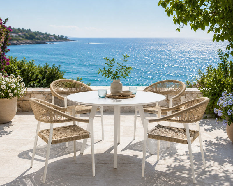 EDG Enzo De Gasperi White Round Outdoor Table in Aluminium D 100 cm H 75 cm