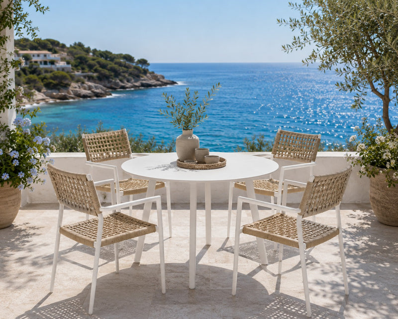 EDG Enzo De Gasperi White Round Outdoor Table in Aluminium D 100 cm H 75 cm